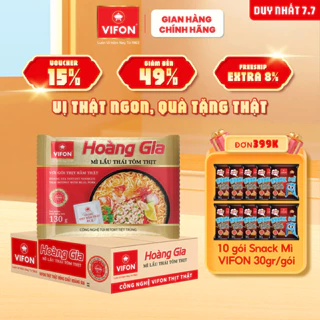 [VOUCHER đến 80K]-Thùng 18 gói Mì Lẩu Thái Tôm Thịt HOÀNG GIA VIFON 130gr / Gói