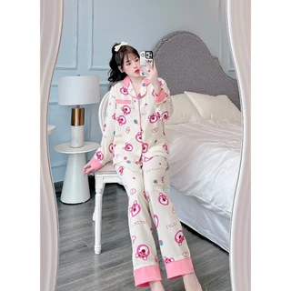 Đồ bộ tiểu thư pijama nữ mặc nhà siêu dễ thương chất liệu lụa mango, đồ ngủ lụa cao cấp loại 1, pijama tay dài