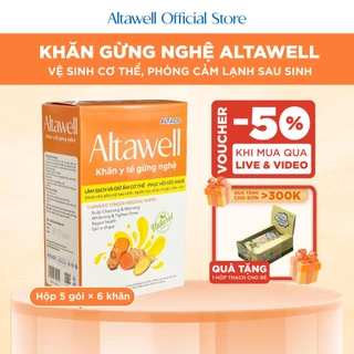 Khăn Y Tế Gừng Nghệ Altawell - Làm Sạch & Giữ Ấm Cho Mẹ Sau Sinh - Hộp 30 Khăn