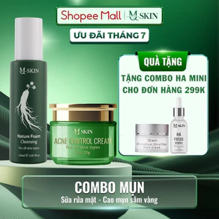 ( TẶNG COMBO HA MINI ) Combo Dưỡng Da Cao M.ụn Sâm Vàng - Sữa rửa mặt Nhân Sâm MQ SKIN