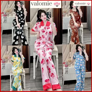 đồ bộ nữ bộ pijama nữ , đồ bộ nữ đồ mặc nhà  tay ngắn quần dài chất vải lụa mango free size 40-60 k