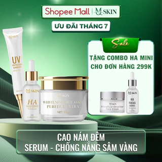 ( TẶNG COMBO HA MINI ) Combo Cao Ná.m, Serum, Kem Ch.ống Nắng Sâm Vàng MQ Skin