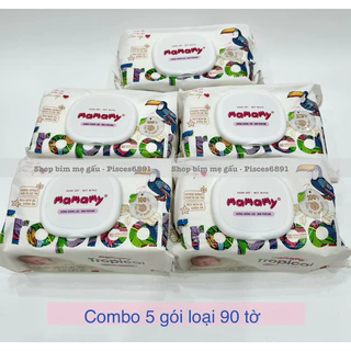 Combo 5 gói khăn ướt Mamamy Tropical 90 miếng