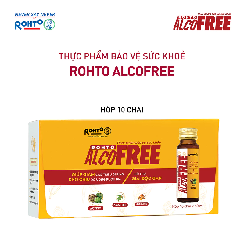 Nước uống giải rượu, thải độc gan Alcofree lốc 10 chai x 50ml