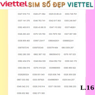 Lô 16) Sim Viettel đầu số 0339,0345,0333,0332.,Chọn Số thoải mái,giá rẻ,đăng ký chính chủ.