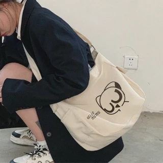 Túi đeo chéo vải Canvas thiết kế cá tính phong cách Unisex học sinh, sinh viên - Hazis Store