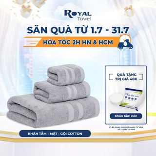 Khăn Tắm Gội Đầu Lau Mặt ROYAL TOWEL 100% Cotton Cao Cấp Bông Dày Thấm Hút Không Đổ Lông Dùng Cho Gia Đình Khách Sạn Spa