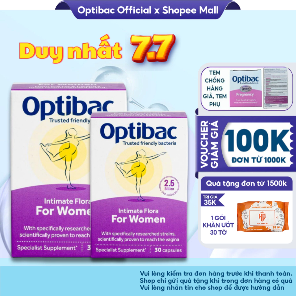 Lợi khuẩn phụ khoa Optibac For Women 30 viên hỗ trợ cân bằng độ pH tự nhiên ngăn ngừa viêm phụ khoa