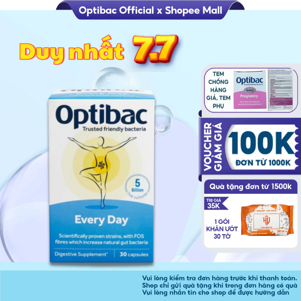 Men vi sinh lợi khuẩn OptiBac Probiotics For Every Day - Tăng cường và duy trì sức khỏe hộp 30 viên