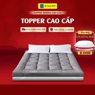 Nệm Topper Cotton Dày 9cm SERENA Cao Cấp Tấm Nệm Topper Trải Sàn Dày Mỏng Êm Ái Xuất Nhật Mát Lạnh Làm Mềm Nệm