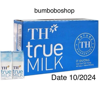 Thùng 48 hộp sữa tươi TH TRUE MILK ít đường 180ml - date 10/2024