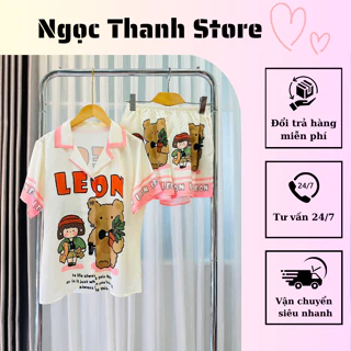 Đồ bộ nữ mặc nhà tay ngắn quần ngắn lụa latin mịn mát,pijama thời trang dễ thương 40-60 kg