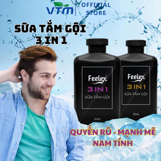 Sữa tắm gội nam giới 3 in 1 Feelex all in one - quyến rũ - mạnh mẽ nam tính