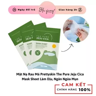 Mặt Nạ Rau Má Prettyskin The Pure Jeju Cica Mask Sheet Làm Dịu, Ngăn Ngừa Mụn 25m