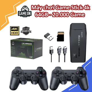 Máy chơi game cầm tay game stick 4k xanh V6 Pro 64GB HDMI, máy chơi game kết nối tivi, điện tử 4 nút PS1