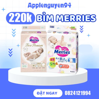 BỈM MERRIES NỘI ĐỊA NHẬT ĐỦ SIZE S88 / M68 / L58 / M64 / L50 / XL44 DÁN QUẦN