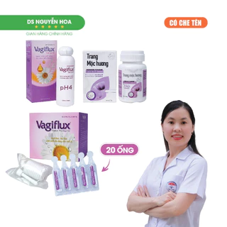 [Combo Vagiflux 3] Bộ Vagiflux gồm 20 ống muối rửa kèm bình + Gel Vagiflux pH4 + Bột Trang Mộc Hương 30g Vệ sinh phụ nữ