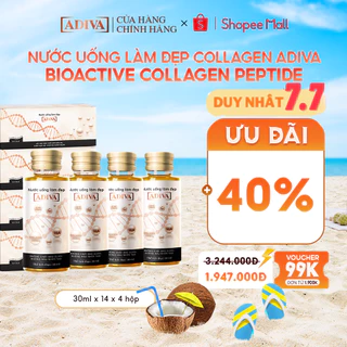 Combo 4 Hộp Nước Uống Làm Đẹp Collagen ADIVA Tem Trắng (14 Chai/Hộp)- Giúp Làn Da Săn Chắc, Ảm Mịn Và Căng Bóng