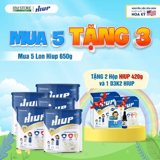 HIUP - COMBO 5 TẶNG 3 (2 HIUP 400g Và 1 D3K2) Tăng Chiều Cao, Tăng Cân Cho Trẻ 2-15 Tuổi - Lon 650g Nguyên Liệu Hoa Kỳ