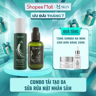 ( TẶNG COMBO HA MINI ) Combo Sữa Rửa Mặt Và Tái Tạo Da Nhân Sâm MQ SKIN - Sạch Mụ.n, Sáng Da