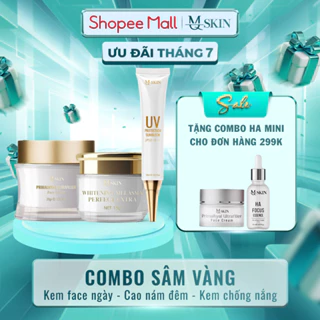 ( TẶNG COMBO HA MINI ) Combo Cao Ná.m, Kem Face, Kem Ch.ống Nắng Sâm Vàng MQ Skin