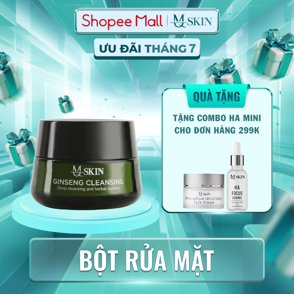 ( TẶNG COMBO HA MINI ) Bột rửa mặt nhân sâm làm sạch bụi bẩn, ngăn ngừa mụ.n, làm mềm mịn da - MQ SKIN