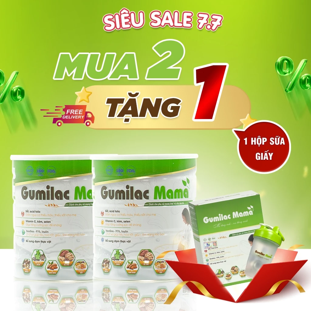 Sữa Hạt Dành Cho Mẹ Bầu Gumilac Mama SP02 - Mua 2 Lon 650g Tặng 1 hộp sữa giấy