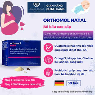 Bổ Bầu Cao Cấp ORTHOMOL NATAL Bổ Sung Toàn Diện Vitamin Khoáng Chất Lợi Khuẩn Cho Phụ Nữ Có Thai Sau Sinh Hộp 30 Liều