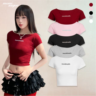 Áo thun croptop form ôm tay ngắn cột nơ MONÁ - MAY