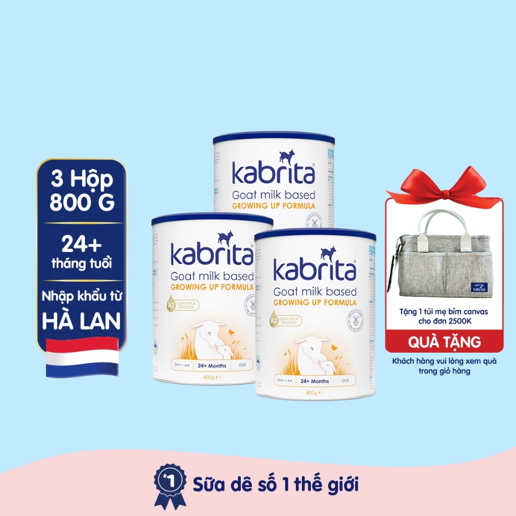Combo 3 Sữa dê Kabrita số 3 cho trẻ trên 24 tháng - Lon 800g