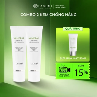 Combo 2 kem chống nắng vật lý nâng tone tự nhiên LAGUMI 50gr