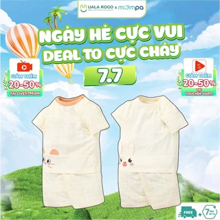 Bộ cộc tay cho bé Mompa từ 6 tháng-4 tuổi cài vai vải PETIT co giãn mềm mại thoáng mát 270