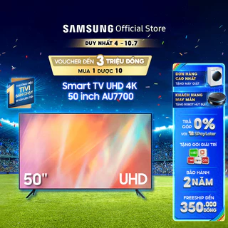 [Nhập ELSSRT156 Giảm 12%] Smart Tivi Samsung Crystal UHD 4K 50 inch UA50AU7700KXXV - Miễn phí lắp đặt