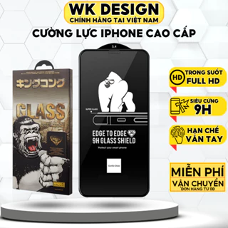 Kính cường lực iPhone 3D WK trong suốt dán màn hình cho  iphone xr xs max 11 12 13 14 15 pro max