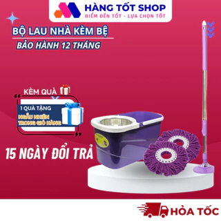 Chổi Lau Nhà - Cây Lau Nhà Thân Inox Kèm Bông Lau - Bàn Xoay Nhựa- Phù Hợp Với Gia Đình