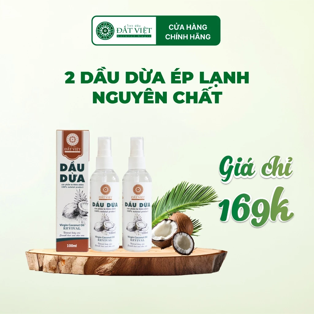 Dầu dừa ép lạnh nguyên chất - Tinh dầu dừa hữu cơ làm đẹp da, dưỡng tóc, dưỡng môi, làm dày mi