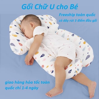 Gối chữ U cho bé sơ sinh chống giật mình chống méo đầu ,cho bé ngủ ngon hơn