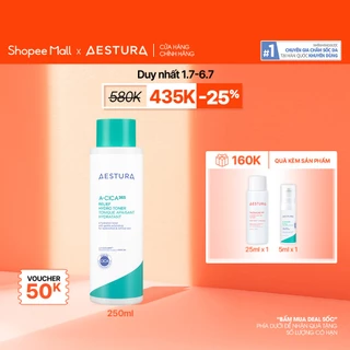 Toner rau má PHA 3% làm dịu, cấp ẩm và làm mềm da AESTURA A-CICA365 Relief Hydro Toner 250ml