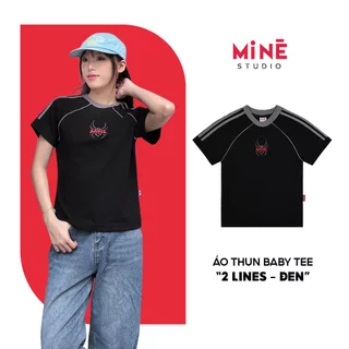 Áo Thun Miné Local Brand Baby Tee 2 Lines  - Đen Mẫu Mới 2024