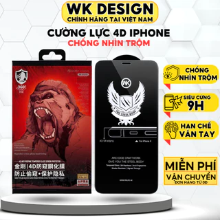 Kính cường lực iphone chống nhìn trộm 4D WK dán màn hình cho iphone xr xs max 11 12 13 14 15 pro max