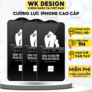 Kính cường lực iPhone 3D WK kính trong suốt dán màn hình cho iphone xr xs max 11 12 13 14 15 pro max