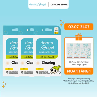 Combo 3 Miếng Dán Mụn Derma Angel Acne Patch Plus With Salicylic Acid Day 12 Miếng