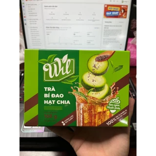 Trà bí đao hạt chia Wil có hạt chia thật trà hòa tan giải nhiệt hộp 168g (12 gói x 14g)