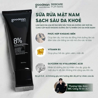 Sữa rửa mặt nam dưỡng ẩm sạch sâu GOODMAN dạng gel có chứa Pro-Vitamin B5, khoáng biển dung tích 120ml