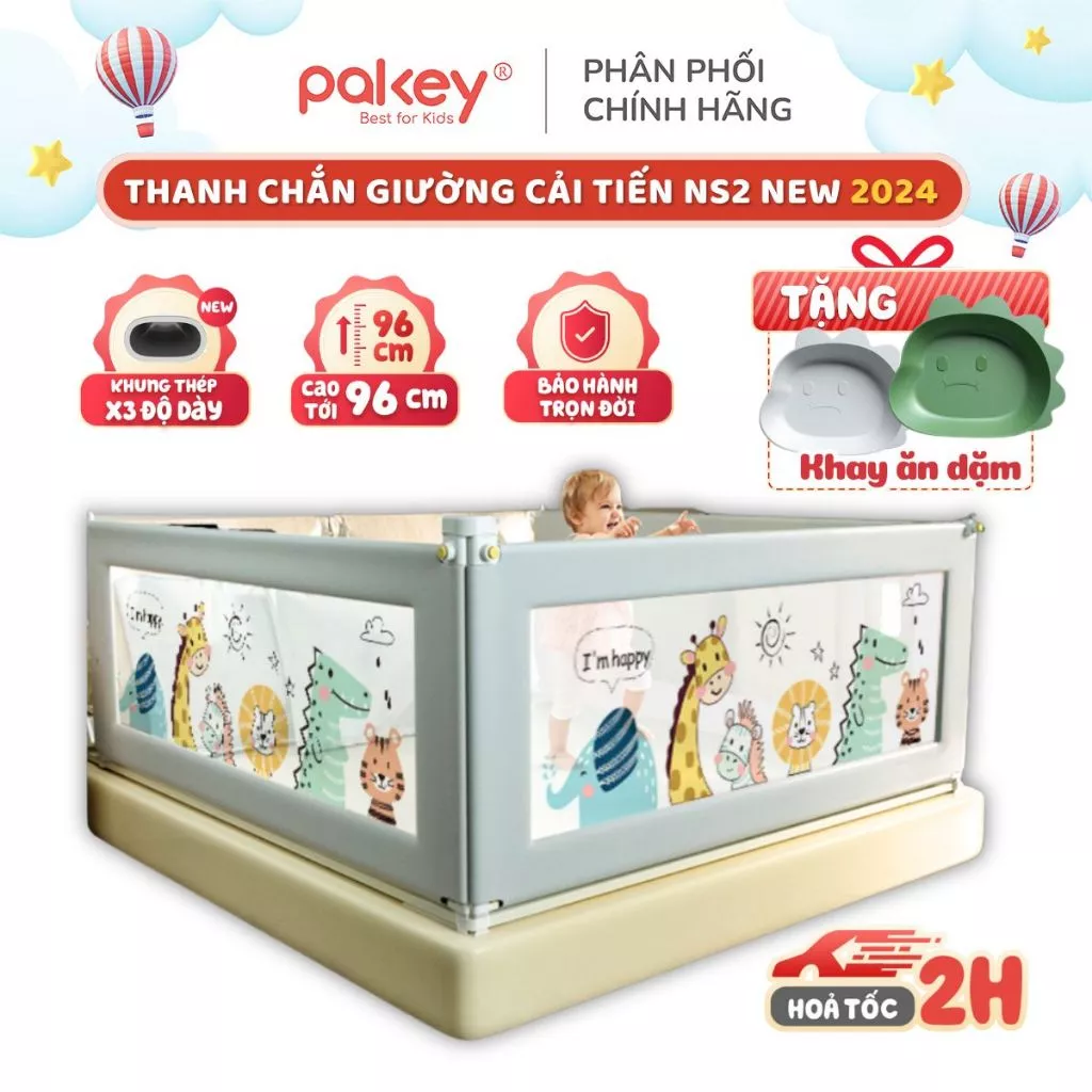 [Mẫu Mới] Thanh Chắn Giường PAKEY NHẬT BẢN Dạng Trượt Tiện Lợi - Quây Giường Cho Bé Dễ Dàng Tháo Lắp - Bảo Hành Trọn Đời