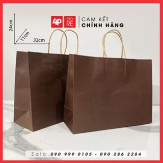 10 TÚI GIẤY KRAFT NÂU ĐẬM 32X24X11CM