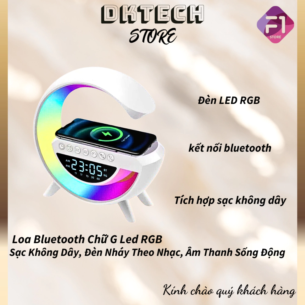 Loa Bluetooth Chữ G Led RGB,  F1 STORE Sạc Nhanh Không Dây,Đèn Nháy Theo Nhạc,Thiết Kế Sang Trọng