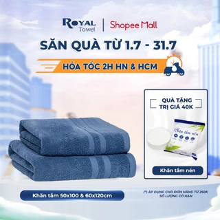 Khăn Tắm Royal Towel 50x100cm, 60x120cm 100% Cotton Mềm Mại, Thấm Hút, Kháng Khuẩn