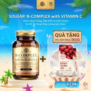 Viên Uống B-Complex With C Solgar - Bổ Sung Vitamin B Và Vitamin C,Tăng Cường Sức Khỏe,Giảm Căng Thẳng Mệt Mỏi 100 viên