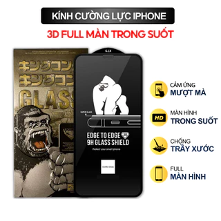 Kính cường lực iPhone 3D Full màn hình trong suốt IP 8Plus X Xsm 11 12 13 14 15 pro max